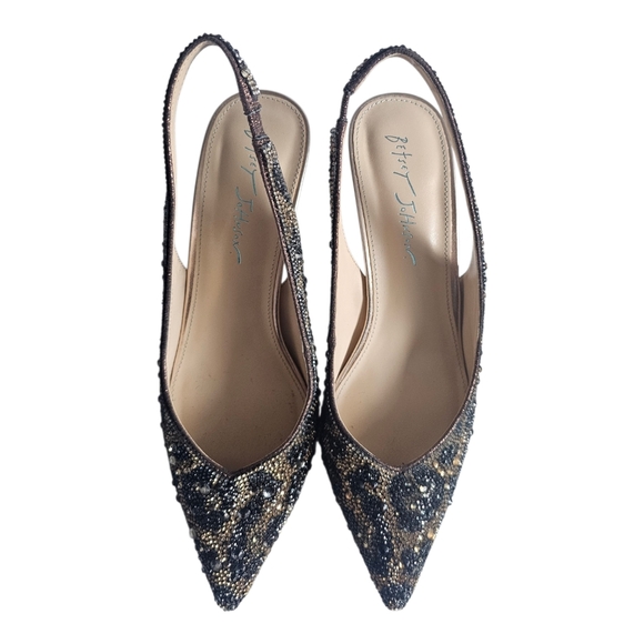 Betsey Johnson Mya Rhinestone Pumps Light Brown/Black Leopard 8.5 Pre-owned - Picture 2 of 7